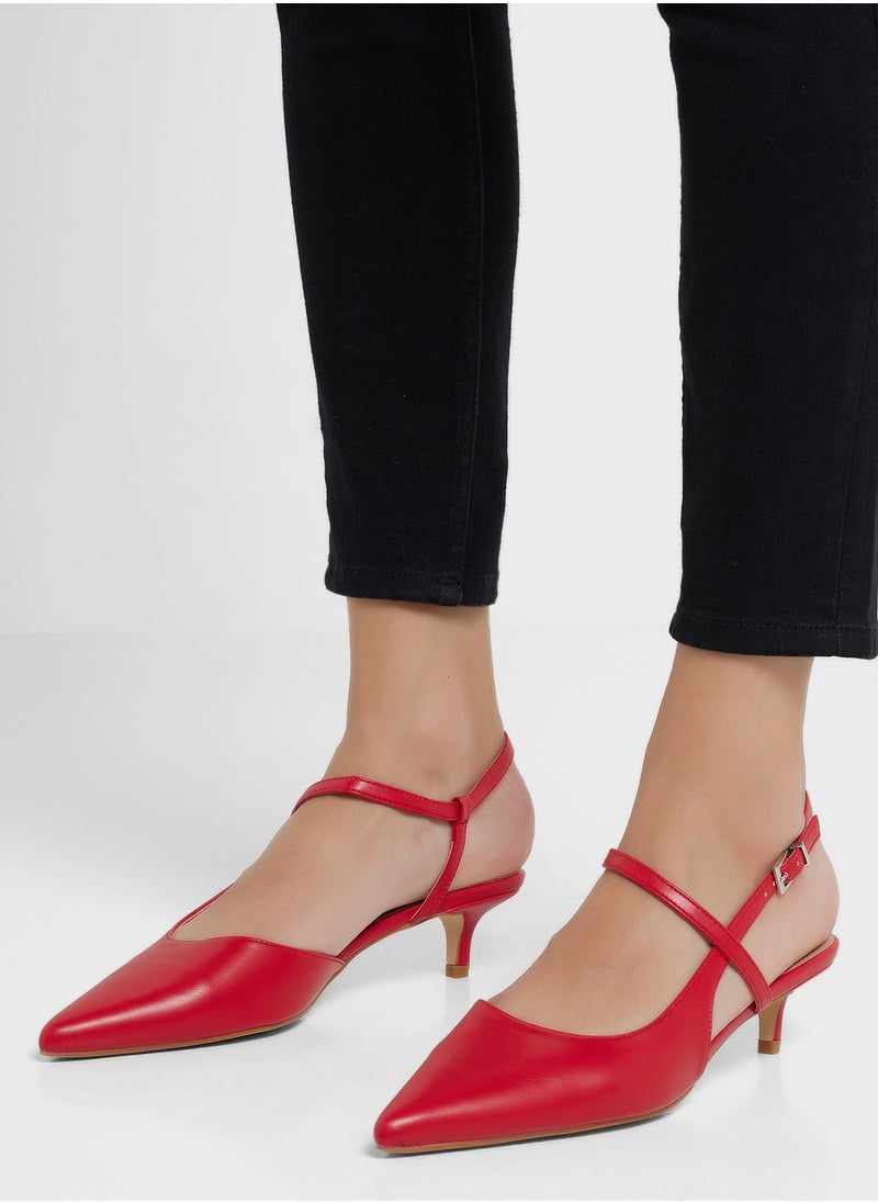 Pointy Toe Low Heel Strappy Pump