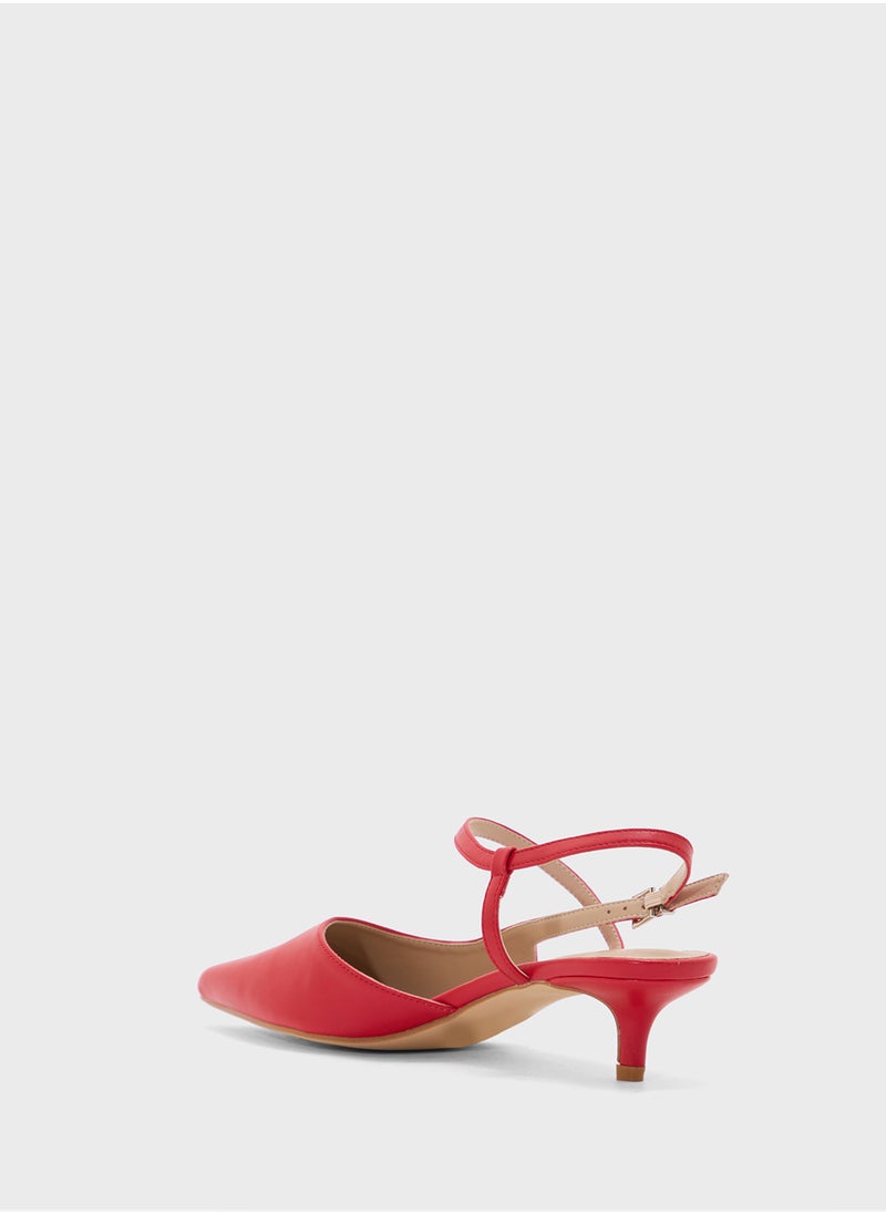 Pointy Toe Low Heel Strappy Pump