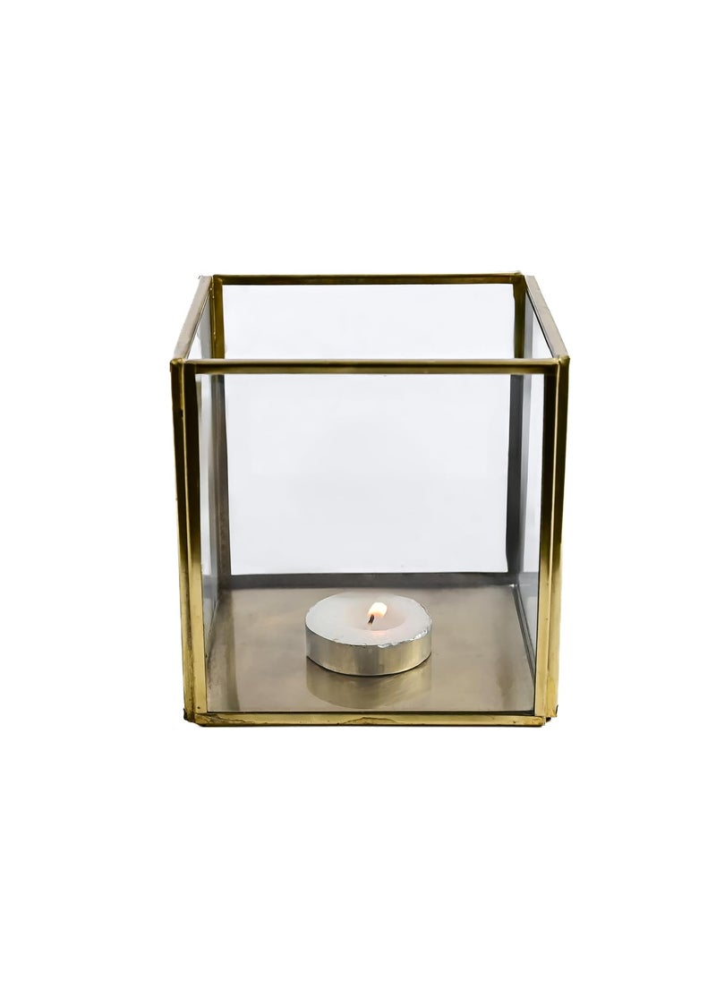 MbyM Glass & Metal T-Light Holder, Attractive Candle Holder for Home, Living Room, Guest Room, Dining Table I Showpiece Items