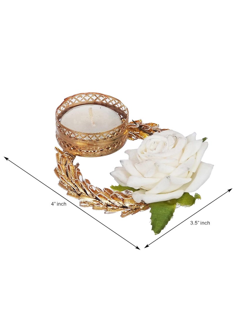 Webelkart Premium Rose Candles Holder Artificial Pack of 6 Lotus ealight Candle Holder for Home Decor Diwali Candles for Decoration| Diwali Gifting Items (Pack of 6, 4.x 3.5 Inches) Multicolor Rose