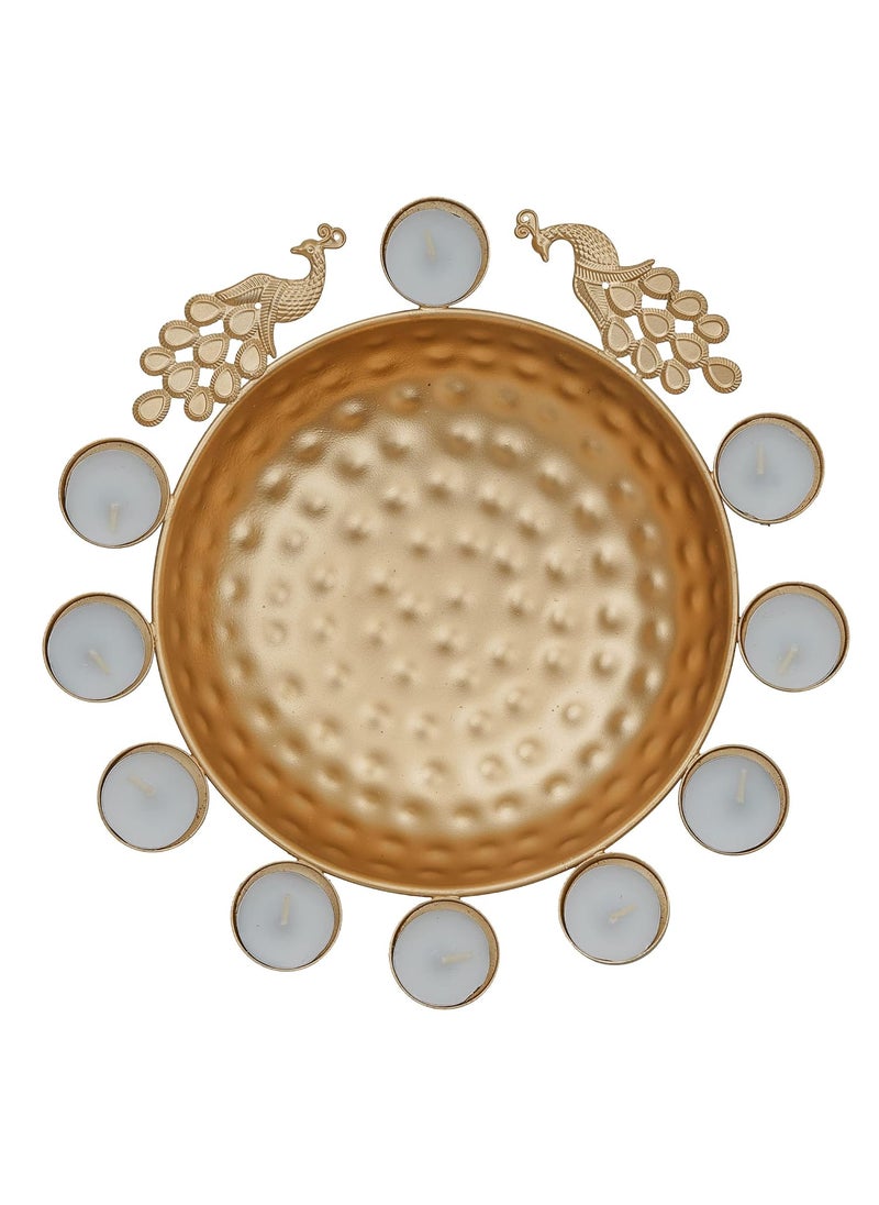 Webelkart| Decorative Round Peacock Shape Urli Bowl for Home Beautiful Handcrafted Bowl for Floating Flowers and Tea Light Candles Home,Office and Table Decor Special for Diwali (12