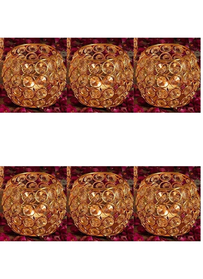 WebelKart Designer Set of 6 Votives Bowl Crystal Tea Light Candle Holder for Diwali Decor |TeaLight Candle Holders for Home Decor |Table Decor Item Diwali Gift Item (3