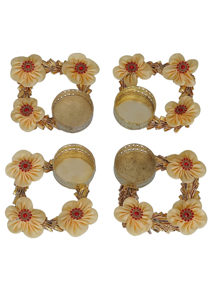Webelkart Premium Handmade Set of 4 Diwali tealight Candle Holder for Home and Pooja Room Decorations| Diwali diyas for Home Decoration (White)