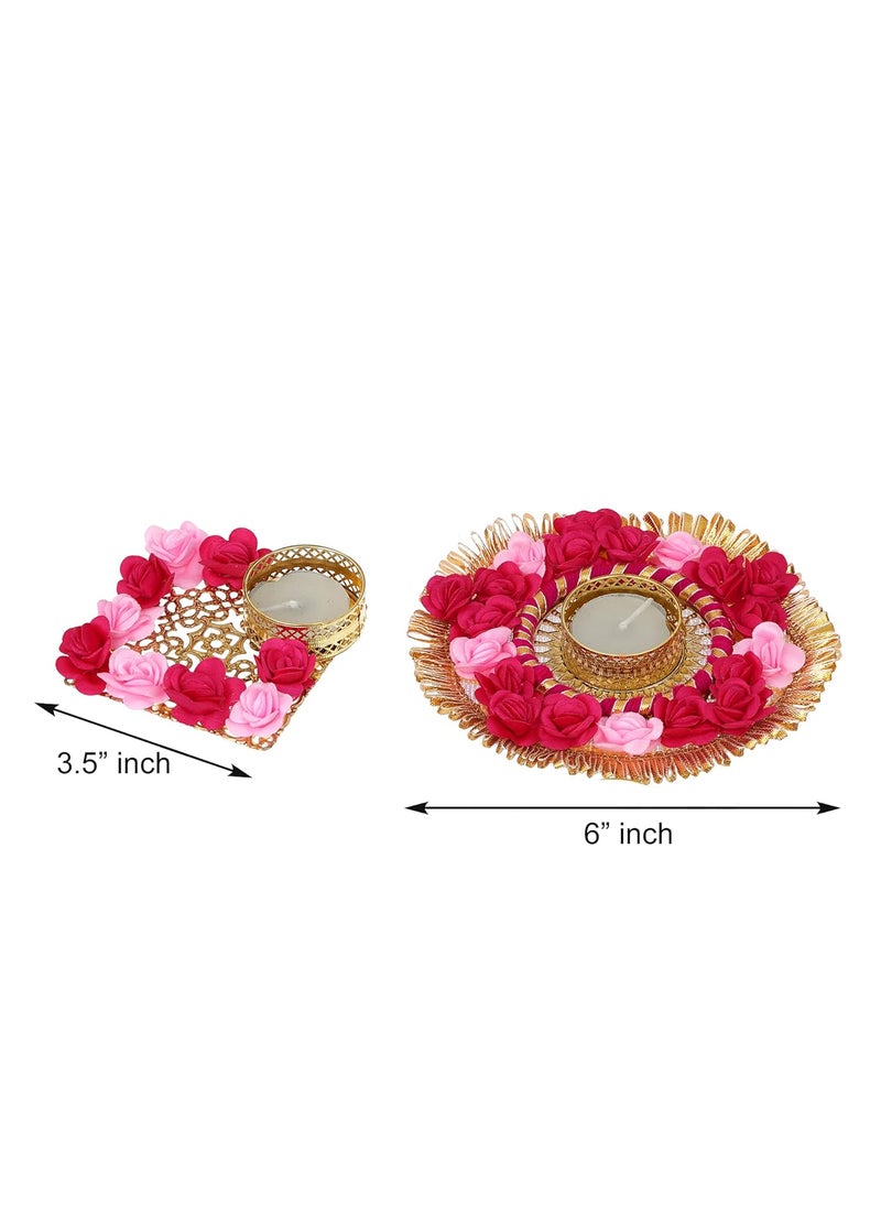 Webelkart Premium Set of 5 Tealight Candle Holder for Home Decor Diwali Candles for Decoration| Diwali diyas for Decoration| Diwali Gifting Items (Pack of 5, 6.x 3.5 Inches)