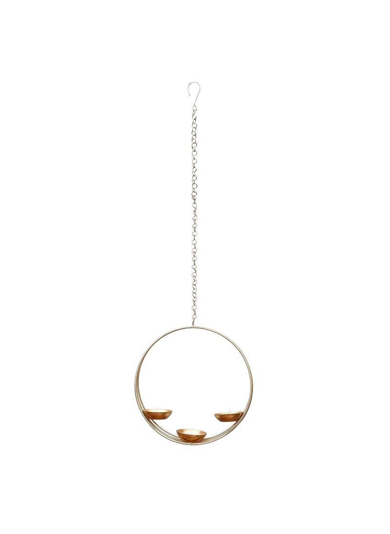 Webelkart Premium 3 Diya Shape Round Metal tealight Candle Holder for Home Decoration and Gifts, Eye Shape Candle Holder for Homer and Wall Decorations - (Gold, 9 inches) -Home Decor Items fo Wall