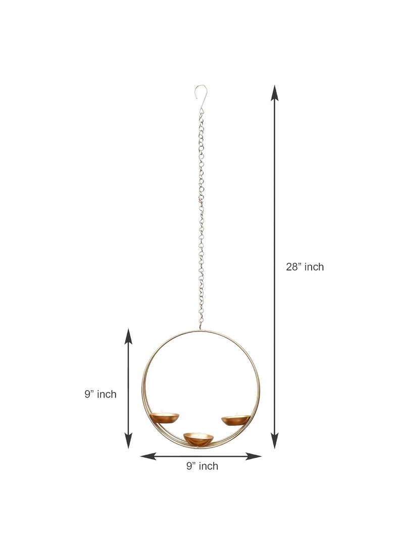 Webelkart Premium 3 Diya Shape Round Metal tealight Candle Holder for Home Decoration and Gifts, Eye Shape Candle Holder for Homer and Wall Decorations - (Gold, 9 inches) -Home Decor Items fo Wall