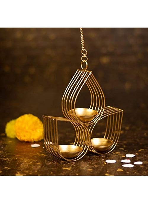 Webelkart Tree Beautiful Wall Hanging Gold Tealight Candle Holder (Pack of 1) Metal Wall Sconce with Tealight Candles for Diwali Lighting Home Decoration