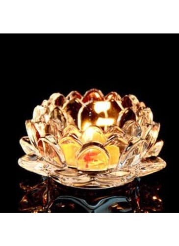 Bamby Glass Lotus Flower Tea Light Candle Holder, Pack of 1 (12 x 6 Big)
