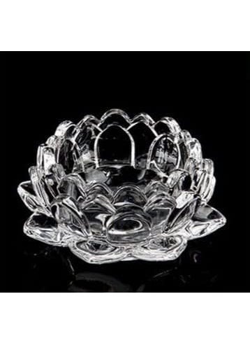 Bamby Glass Lotus Flower Tea Light Candle Holder, Pack of 1 (12 x 6 Big)