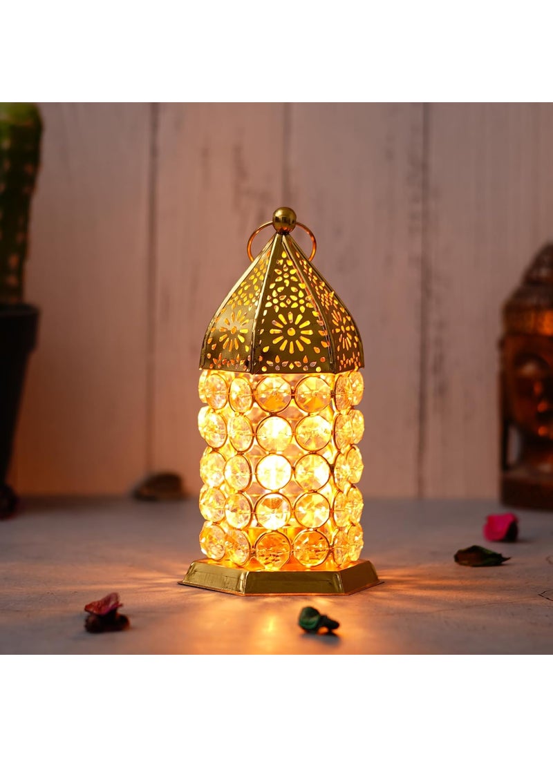 WebelKart Premium Crystal Lantern Shape Tealight Candle Holder for Home Decor |Tealight Holder for Diwali Decor (6.49