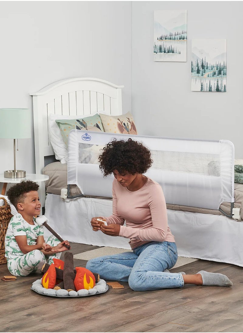 Extra Long Swing Down Bed Rail for Kids | 137cm x 51cm | Safety Guard for Toddler Bed | Sturdy Metal Frame | Fits Queen Mattress | Easy Install & Foldable | JPMA Certified