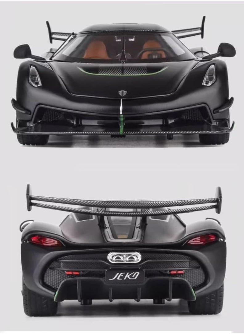 Chenghai car to 1:24 Koenigsegg jesko alloy car model sound and light pull back children's toy car model (black)