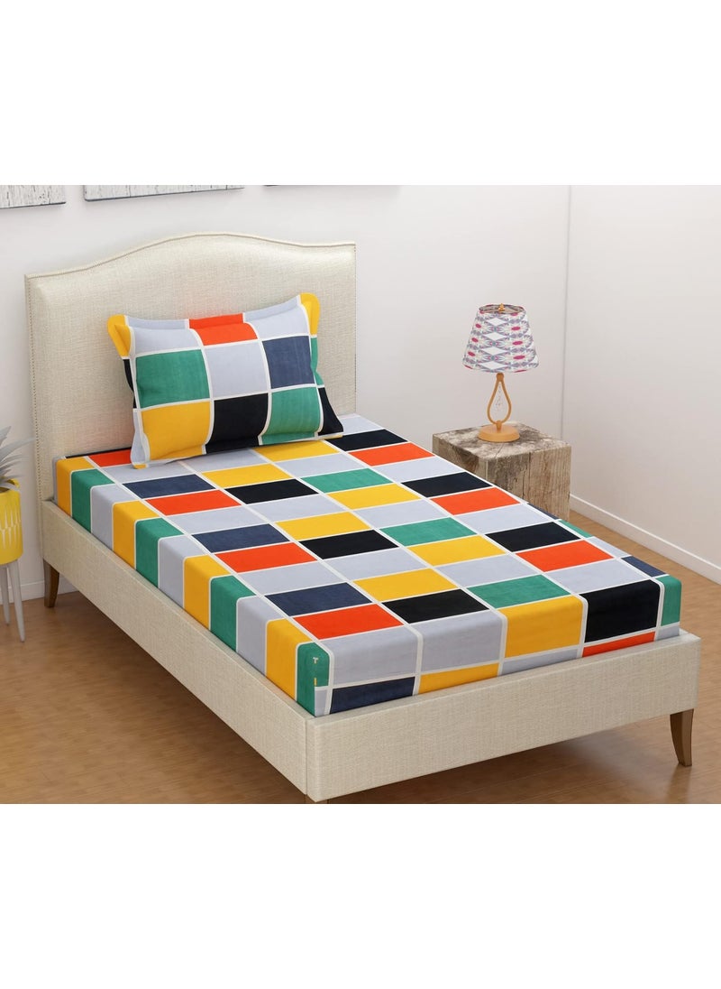 Homefab India 144 TC Set of 2 Cotton Single Bedsheet with 2 Pillow Covers - MultiColour7