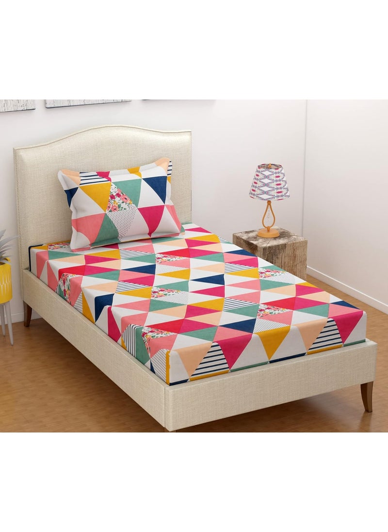 Homefab India 144 TC Set of 2 Cotton Single Bedsheet with 2 Pillow Covers - MultiColour7