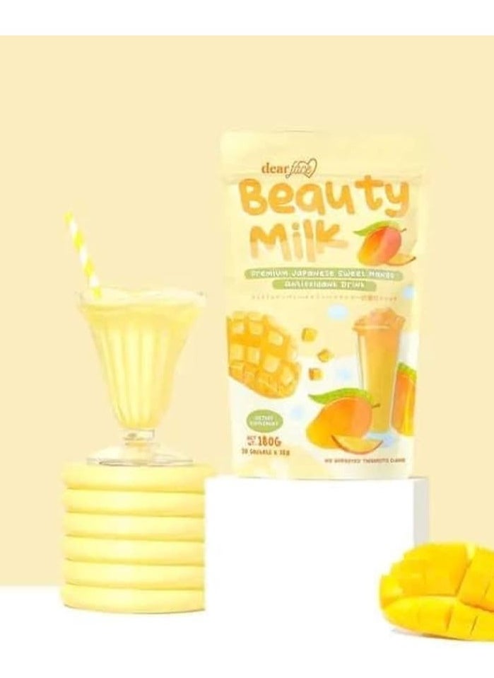 Dear Face Beauty Milk – Premium Japanese Sweet Mango Drink (10 Sachets x 18g) – Refreshing & Nourishing Dietary Supplement