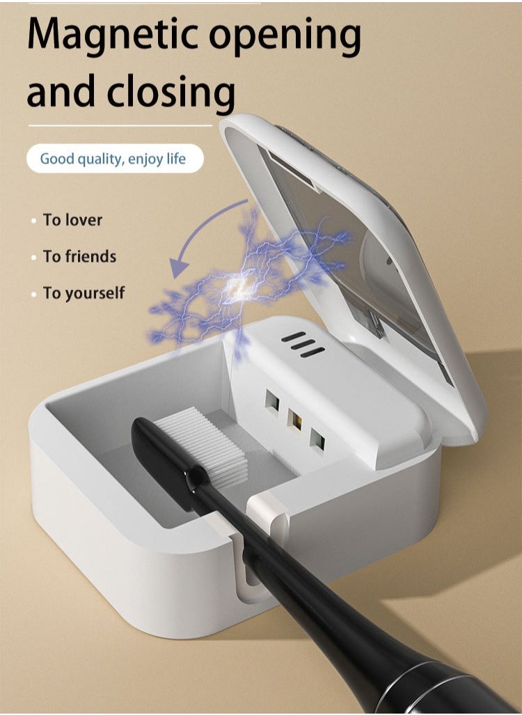 UV Toothbrush sterilizer Case, Portable Tooth Brush Sterilizer with Cover, Automatic Circulating Disinfection Toothbrush Holder for Houshold and Traving or Business Trip