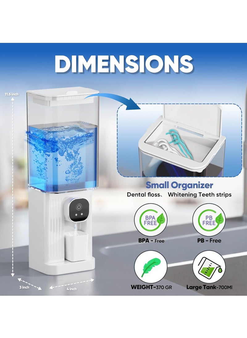 Automatic Mouthwash Dispenser for Bathroom,Bathroom Accessories 23.67 Fl Oz Dispensers with Magnetic Cups,Wall Mounted Dispenser,Suitable for All Age Groups(White)