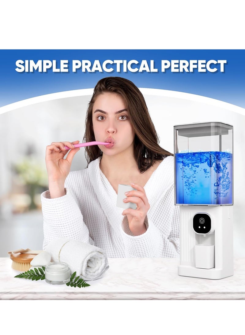 Automatic Mouthwash Dispenser for Bathroom,Bathroom Accessories 23.67 Fl Oz Dispensers with Magnetic Cups,Wall Mounted Dispenser,Suitable for All Age Groups(White)