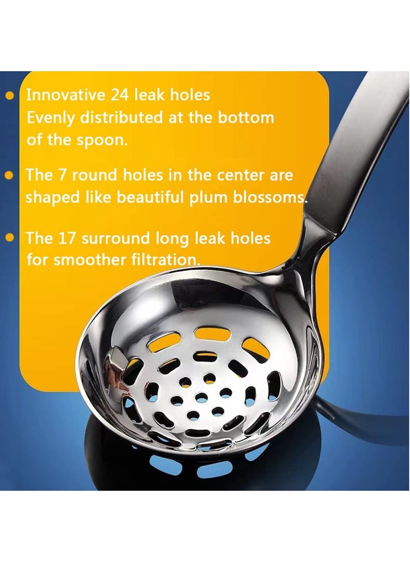 Soup Ladle Skimmer Slotted Spoon Set, 2 Pcs Soup Ladle Metal SUS304, Stainless Steel Ladles Spoon and Slotted Colander Spoon Set, Small Soup Ladle, for Serving Gravy Hot Pot Or Restaurant