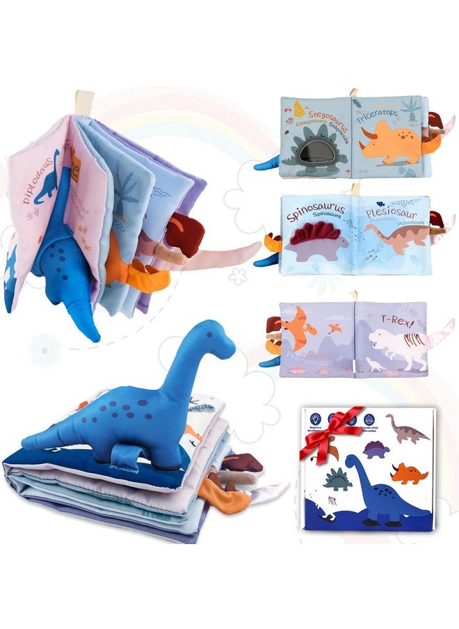 Richgv Baby Books Toys 0-6-12 Months, Baby Boy Gifts,Touch and Feel Crinkle Books with Dino Doll, Newborn Infant Toys 6-9-12 Months, Carseat Toys Teething Toys Christmas Stocking Stuffers for Babies