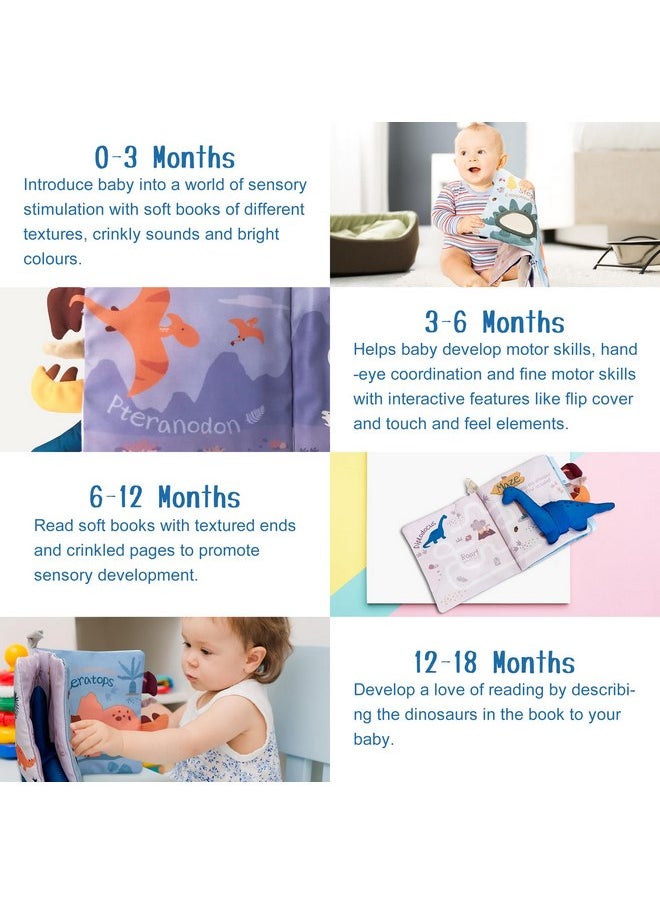Richgv Baby Books Toys 0-6-12 Months, Baby Boy Gifts,Touch and Feel Crinkle Books with Dino Doll, Newborn Infant Toys 6-9-12 Months, Carseat Toys Teething Toys Christmas Stocking Stuffers for Babies