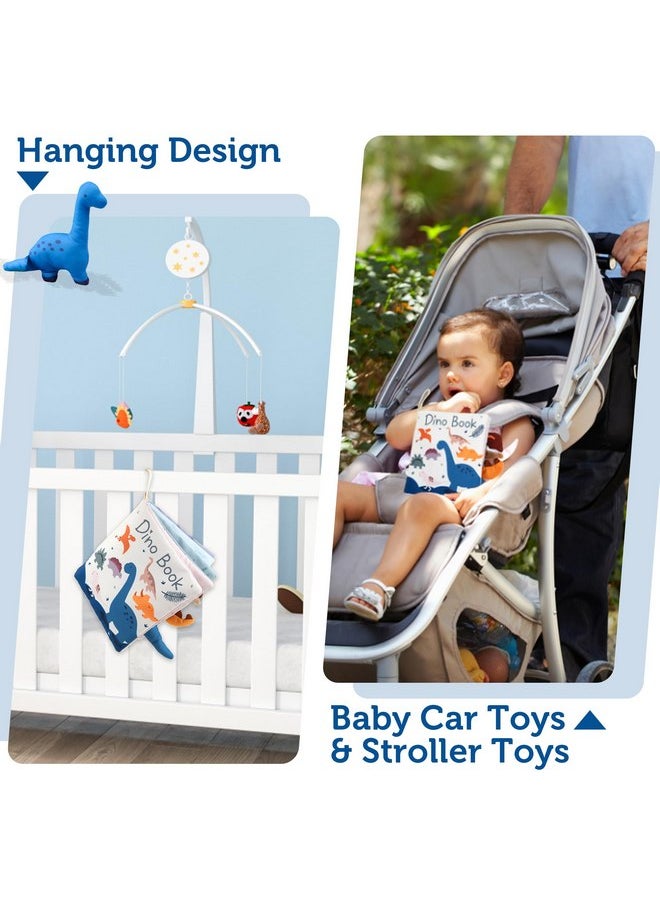 Richgv Baby Books Toys 0-6-12 Months, Baby Boy Gifts,Touch and Feel Crinkle Books with Dino Doll, Newborn Infant Toys 6-9-12 Months, Carseat Toys Teething Toys Christmas Stocking Stuffers for Babies