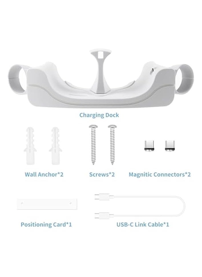 Charging Station for Oculus Quest 2, Wall Mount Charger Station with USB-C Charge Cable, High Speed Charging Base with Breathing Light, Charging Dock Stand for Oculus Quest 2 Handle Storage