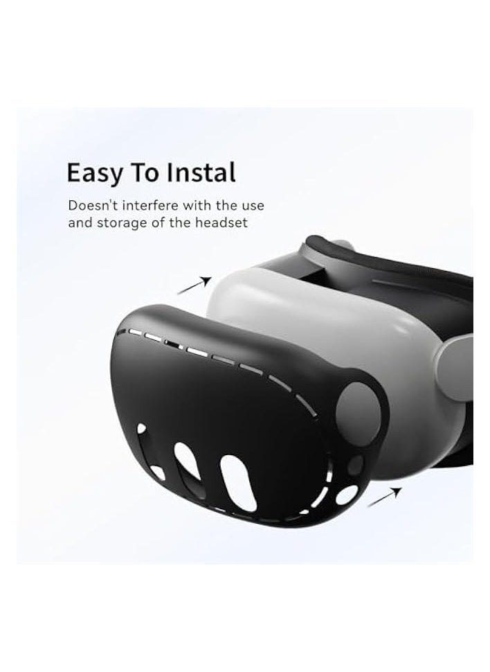 VR Shell Cover Skin for Quest 3 Headset Accessories, Silicone Headset Protector for Quest 3 VR Headsets, Anti Scratch Dust Shock (Black)