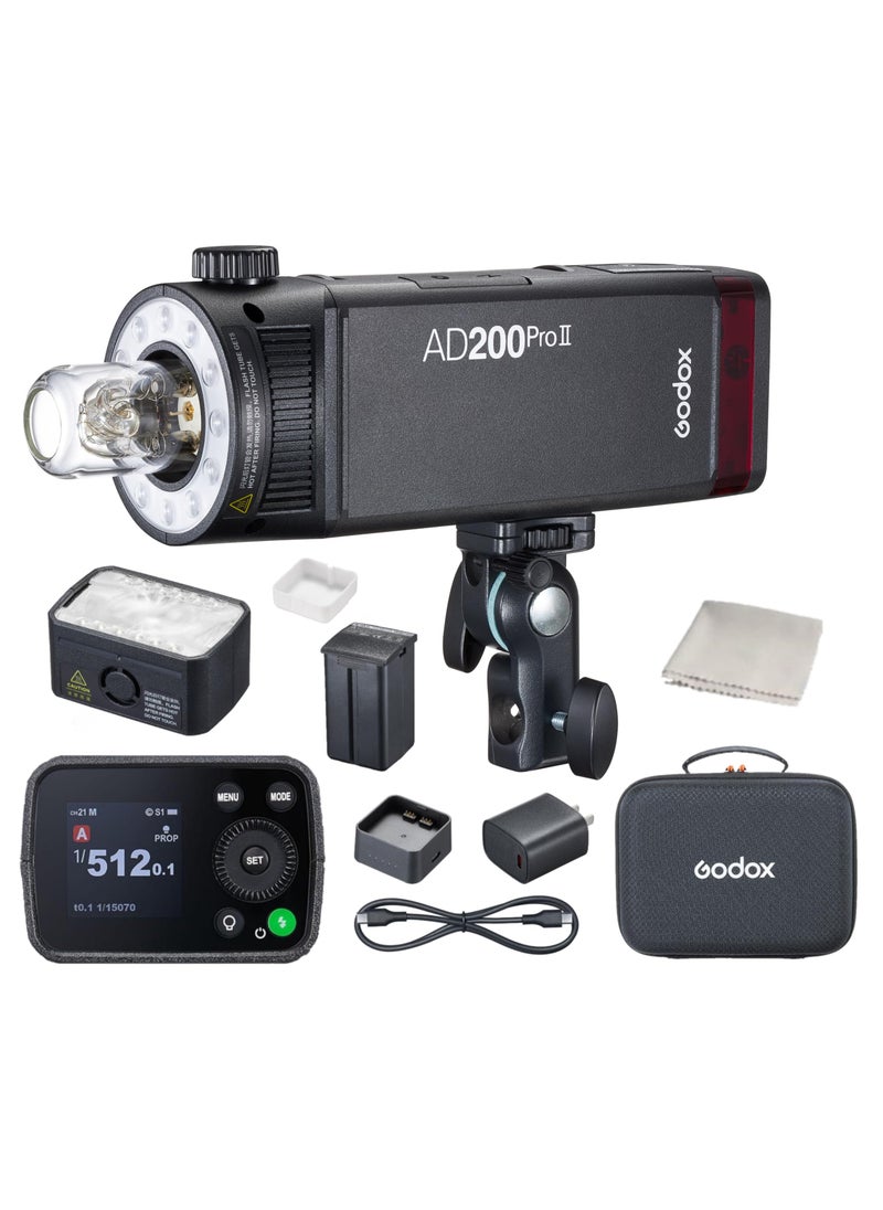 Godox AD200Pro II TTL Pocket Flash | High-Speed Strobe Light | Wireless & Portable Flash | Compatible with Canon, Nikon, Sony, Fuji, Olympus