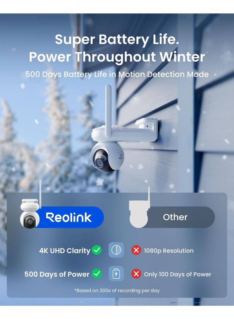 Altas PT Ultra - 4K Solar Security Cameras Wireless Outdoor, First 10s Pre-Record Option in Home Battery Camera, 500 Days Battery Life, Auto Tracking, ColorX Night Vision, Dual-Band Wi-Fi 6