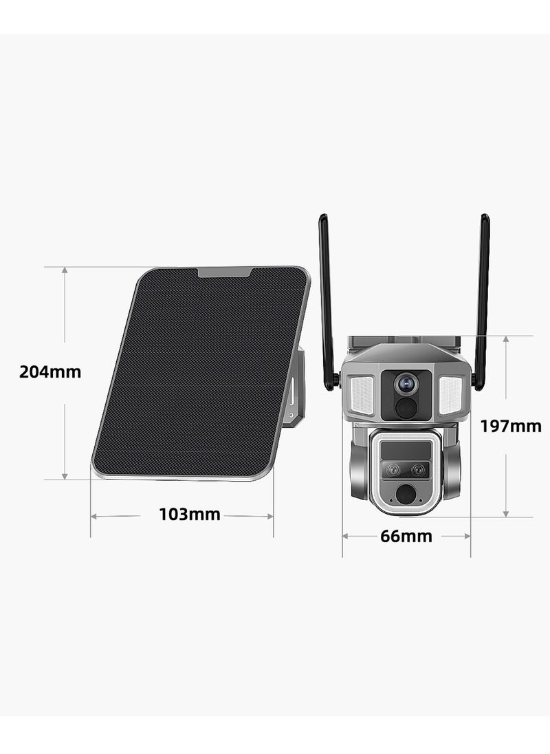 Y7A 4G-WiFi-4K-8MP(10X) Solar Triple-lens Linkage Camera CCTV 9W Solar Panel