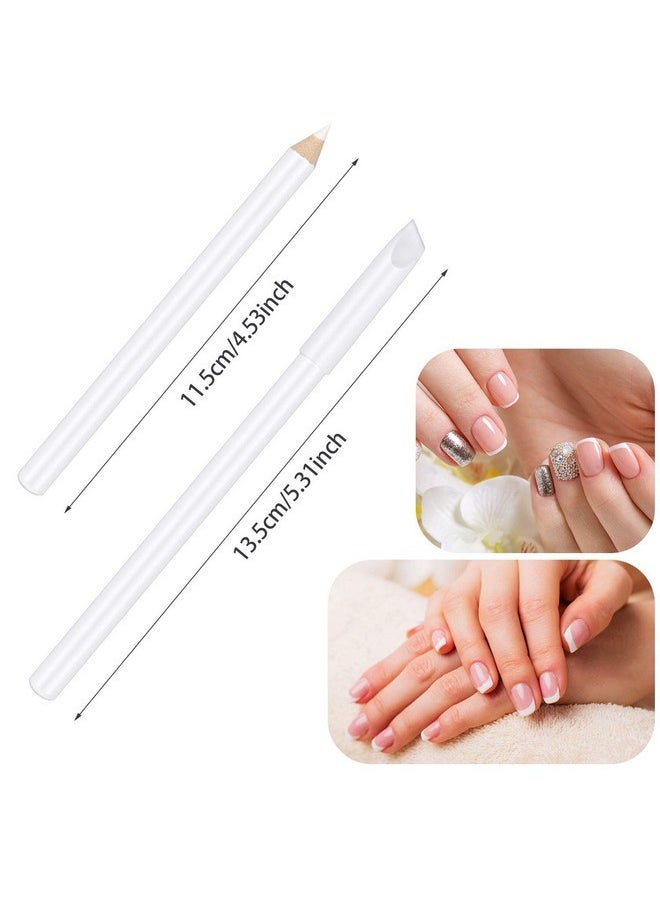 12 Pieces White Nail Pencil 2-In-1 Nail Whitening Pencils French Nail Design Pencils With Cuticle Pusher For Diy Nail Design Manicure Supplies
