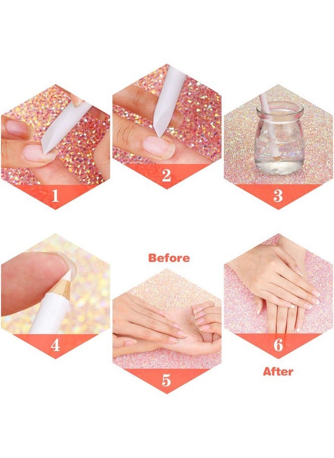 12 Pieces White Nail Pencil 2-In-1 Nail Whitening Pencils French Nail Design Pencils With Cuticle Pusher For Diy Nail Design Manicure Supplies