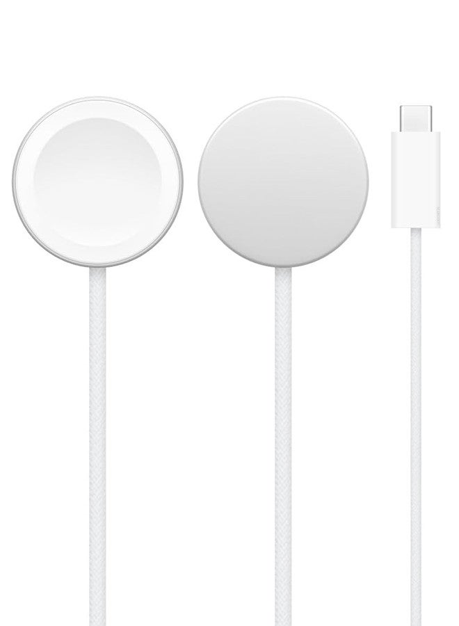 Magnetic Charging Cable for Apple Watch 1m with Adapter, USB-C Fast Wireless Charger, Compatible with iWatch Series 1-10, Ultra 2, SE White-3
