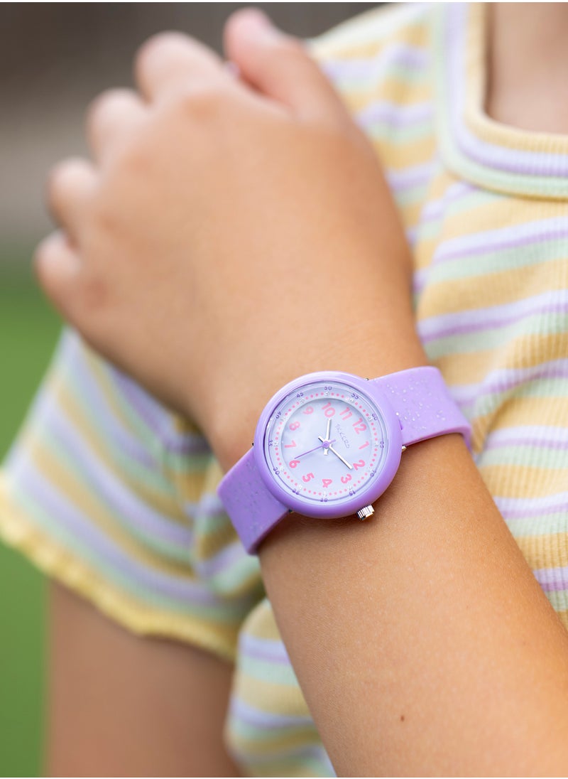 Tikkers Purple Glitter Strap Girls Watch - ATK1102