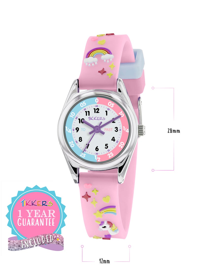 Tikkers Girls Purple Silicone Strap 3D Unicorn Watch - TK0145