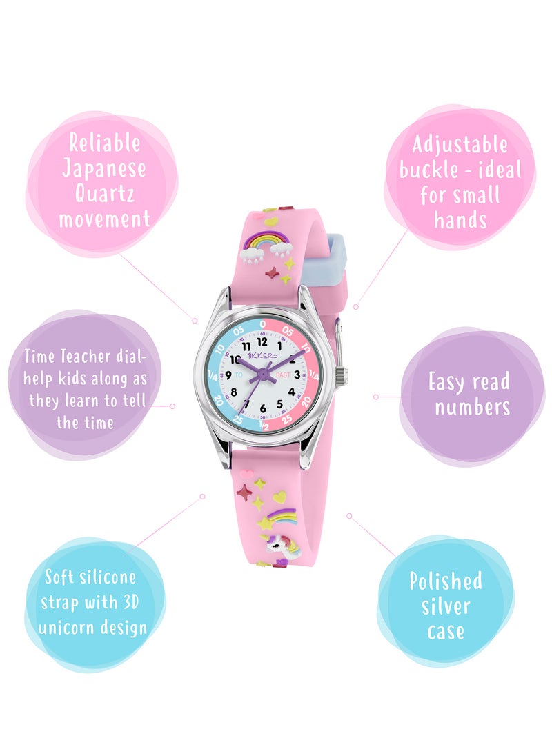 Tikkers Girls Purple Silicone Strap 3D Unicorn Watch - TK0145