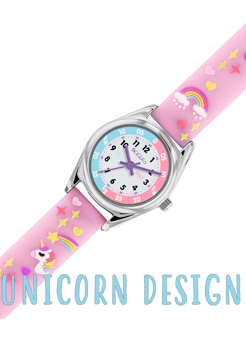 Tikkers Girls Purple Silicone Strap 3D Unicorn Watch - TK0145