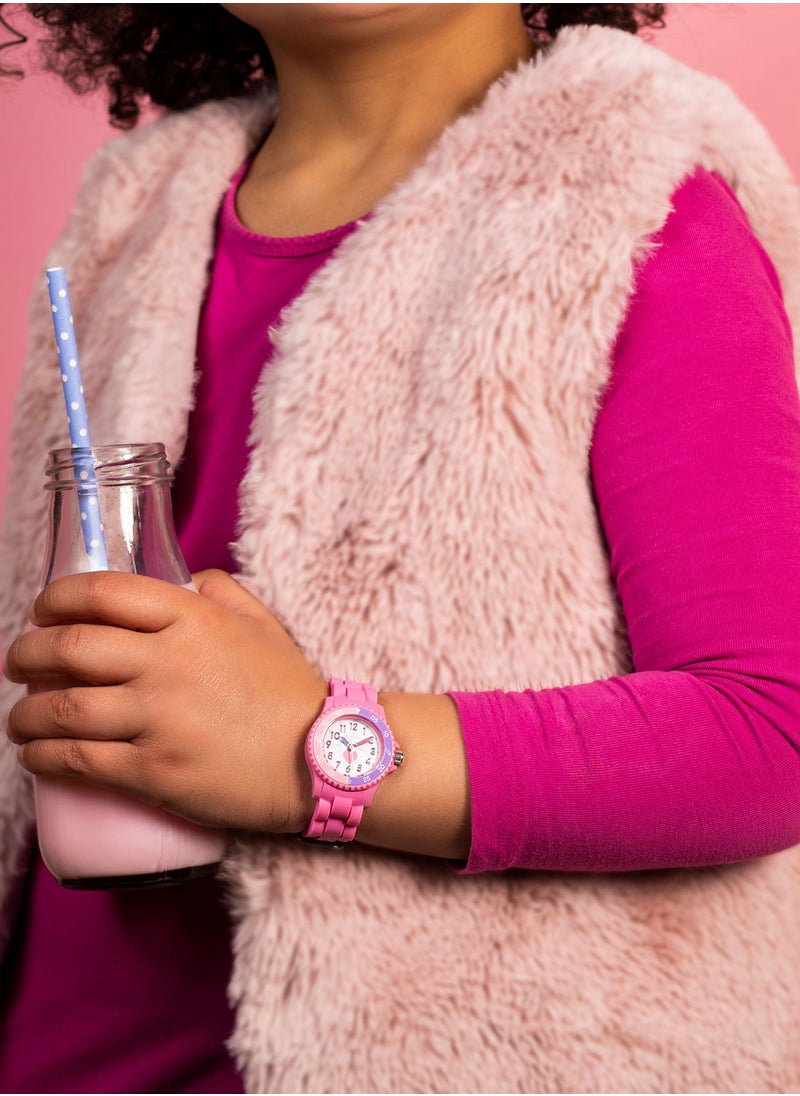 Tikkers Girls Pink Silicone Strap Heart Time Teacher Watch - TK0003