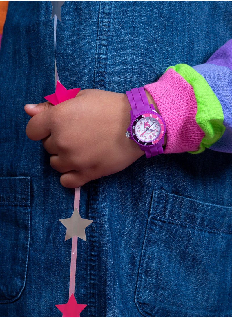 Tikkers Girls Purple Silicone Strap Butterfly Time Teacher Watch - TK0041