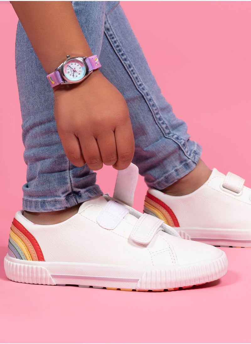 Tikkers Girls Purple Fabric Rip Strap Unicorn Watch - TK0148