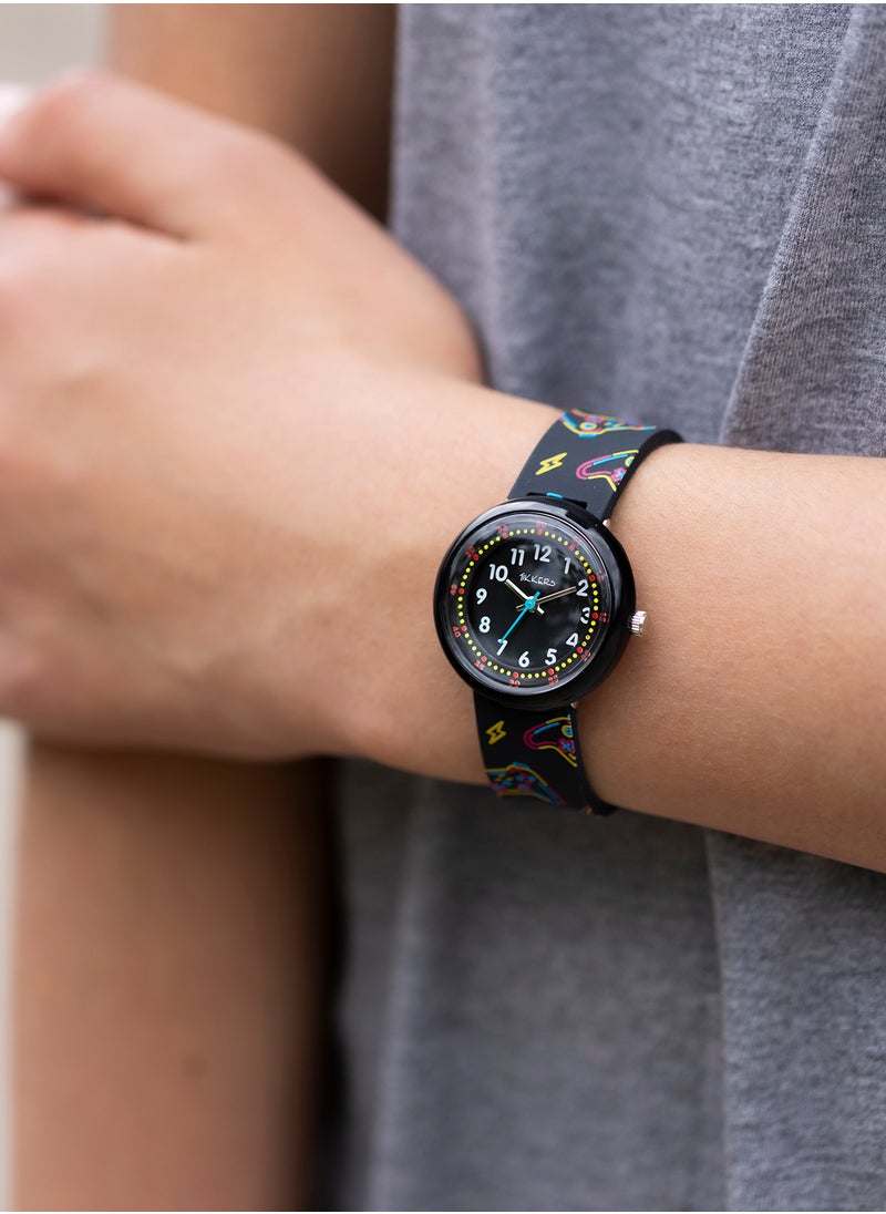 Tikkers Black Printed Gamer Strap Watch - ATK1103