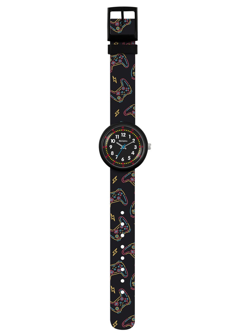 Tikkers Black Printed Gamer Strap Watch - ATK1103