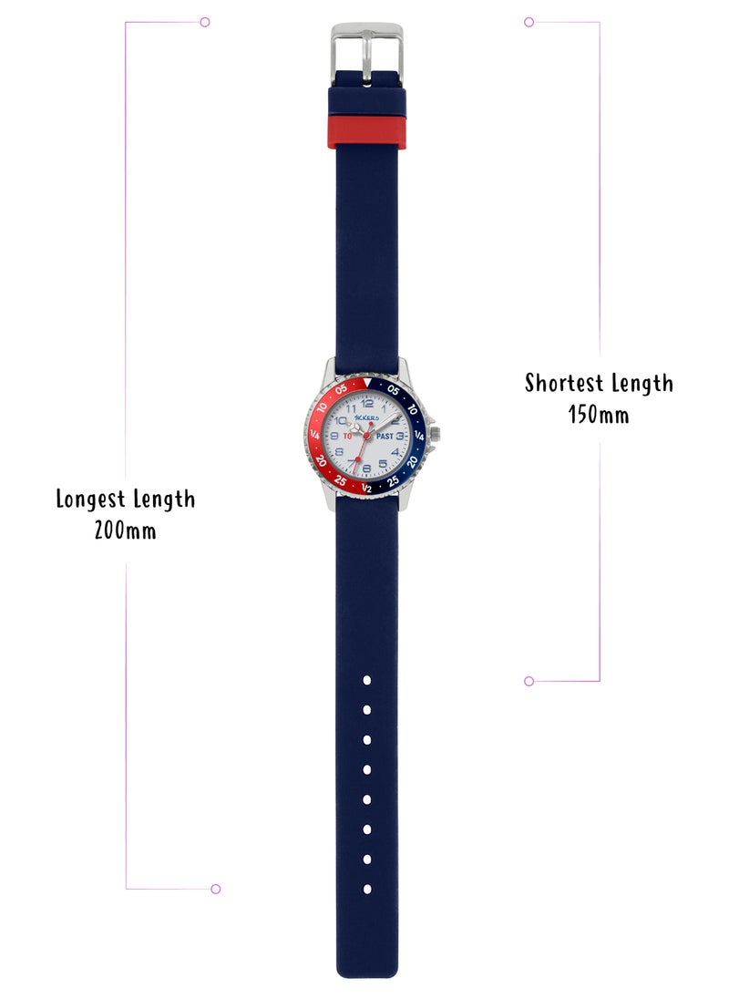 Tikkers Boys Navy Silicone Strap Time Teacher Watch - ATK1040