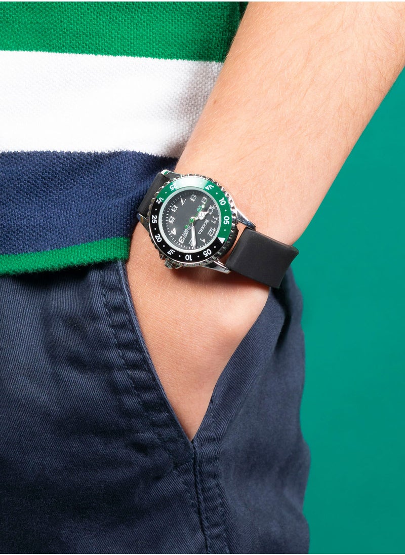 Tikkers Boys Black Silicone Strap Time Teacher Watch - TK0139