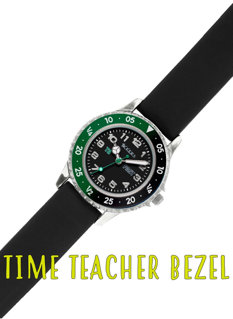 Tikkers Boys Black Silicone Strap Time Teacher Watch - TK0139