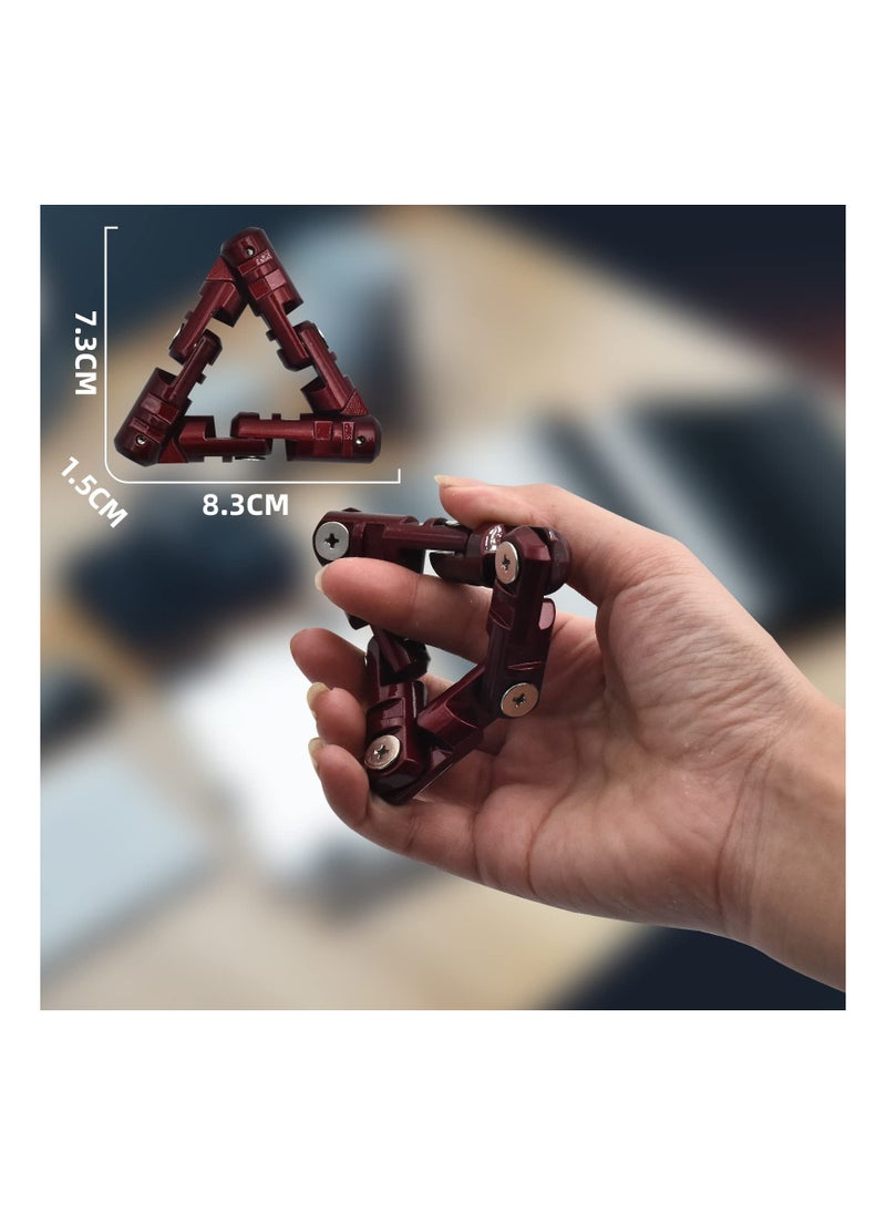 Infinity Flip Alloyed Triangle Toy, Handheld Fidget Stress Relief Toy Anti-Anxiety Fidget Flipper Alloyed Handheld Fidget Flip Toy Infinity Flip for Adults Children Anxiety Stress Relief (Red)