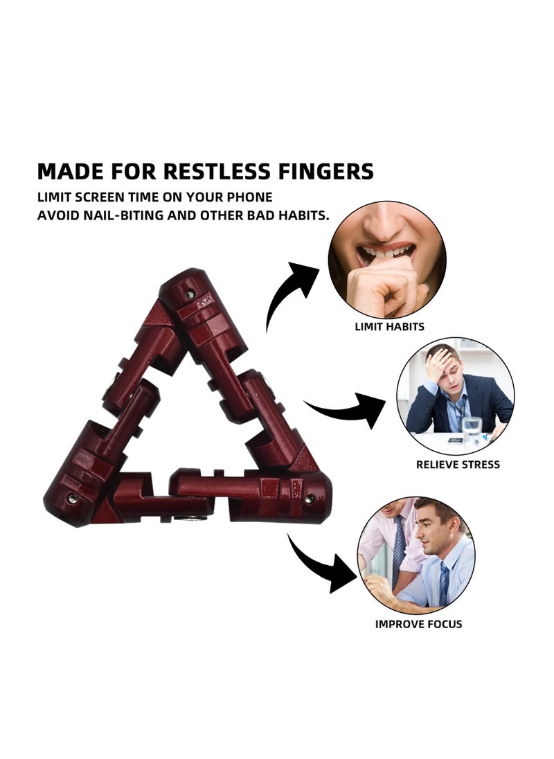 Infinity Flip Alloyed Triangle Toy, Handheld Fidget Stress Relief Toy Anti-Anxiety Fidget Flipper Alloyed Handheld Fidget Flip Toy Infinity Flip for Adults Children Anxiety Stress Relief (Red)