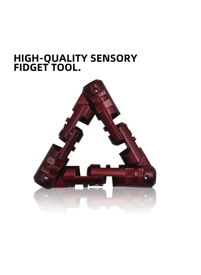 Infinity Flip Alloyed Triangle Toy, Handheld Fidget Stress Relief Toy Anti-Anxiety Fidget Flipper Alloyed Handheld Fidget Flip Toy Infinity Flip for Adults Children Anxiety Stress Relief (Red)