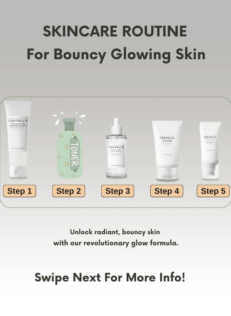 Madagascar Centella Tone Brightening Boosting Pack – Toner 210ml, Capsule Ampoule 100ml, Capsule Cream 75ml & Sunscreen 50ml Set – Complete Hydrating & Brightening Skincare Routine And Face Scrubber 435ml